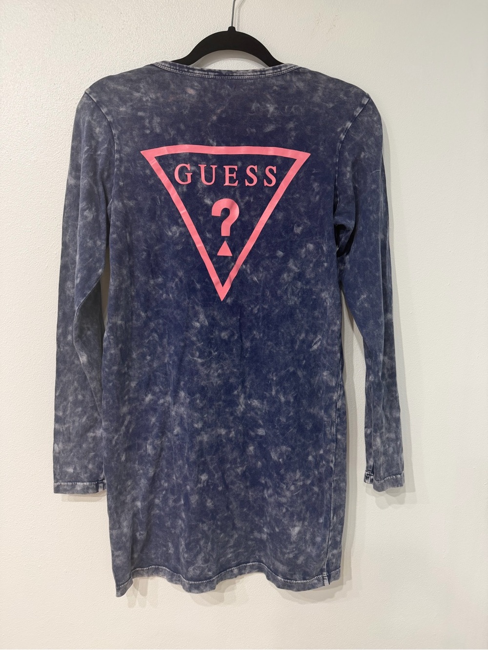 Guess Los Angeles Women Acid Wash Long Sleeve T-shirt Dress Size Xs Big Logo